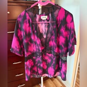 Zadig & Voltaire Pink and Black Boxy Blouse